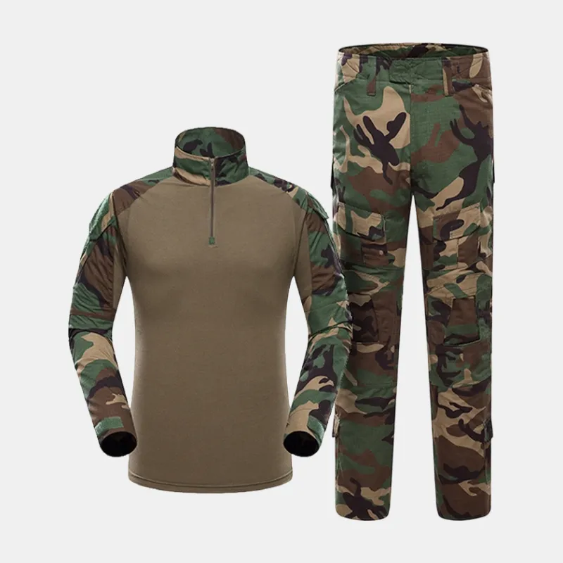 Custom Logo Breathable Cotton Suit Set Unisex Long Sleeve American Camouflage Outdoor Wear-Resistant Tactical Training Suit
