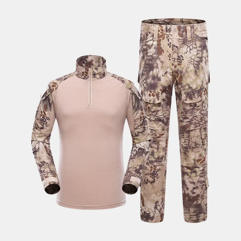 Custom Logo Breathable Cotton Suit Set Unisex Long Sleeve American Camouflage Outdoor Wear-Resistant Tactical Training Suit