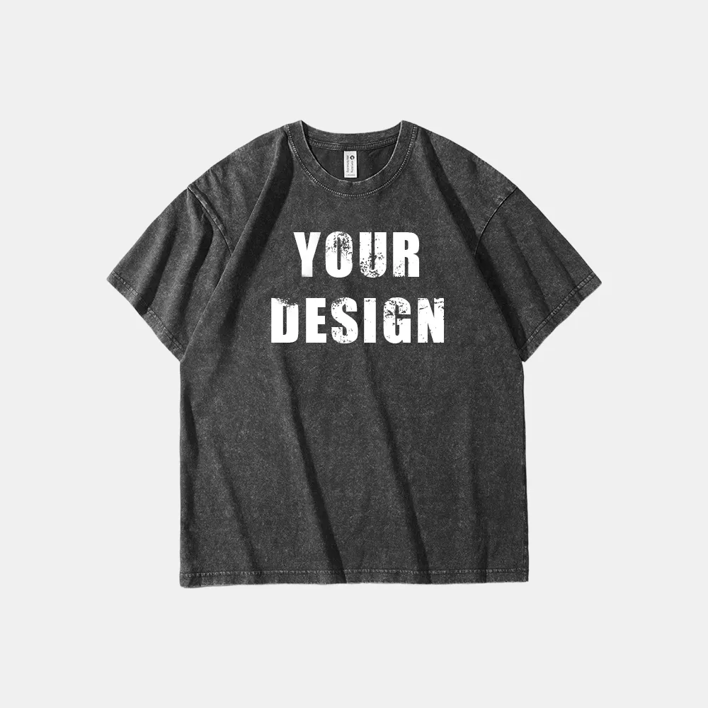 OEM Custom Logo No Brand Teenagers' Retro Hip Hop Short Sleeve T Shirts Summer 220g 100% Cotton Crew Neck Loose Fit Eco-Friendly Breathable