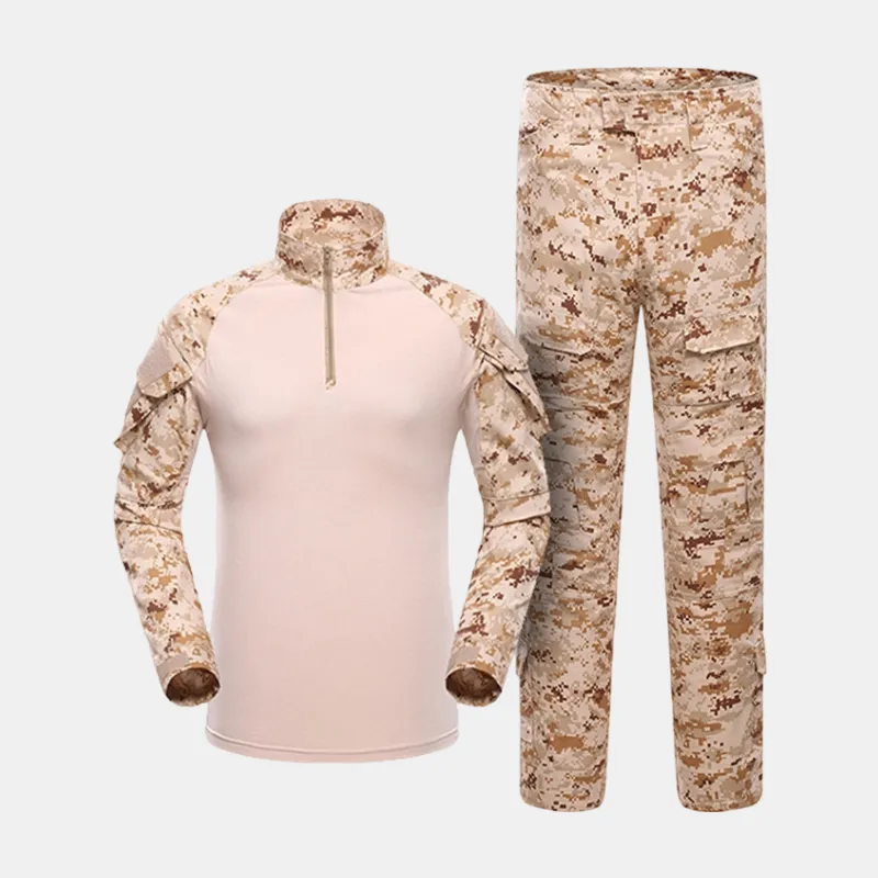 Custom Logo Breathable Cotton Suit Set Unisex Long Sleeve American Camouflage Outdoor Wear-Resistant Tactical Training Suit