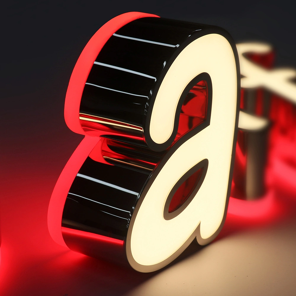 Elite Dual-Lit Channel Letters | Mirrored Stainless Steel Front & Back-Lit LED Signs