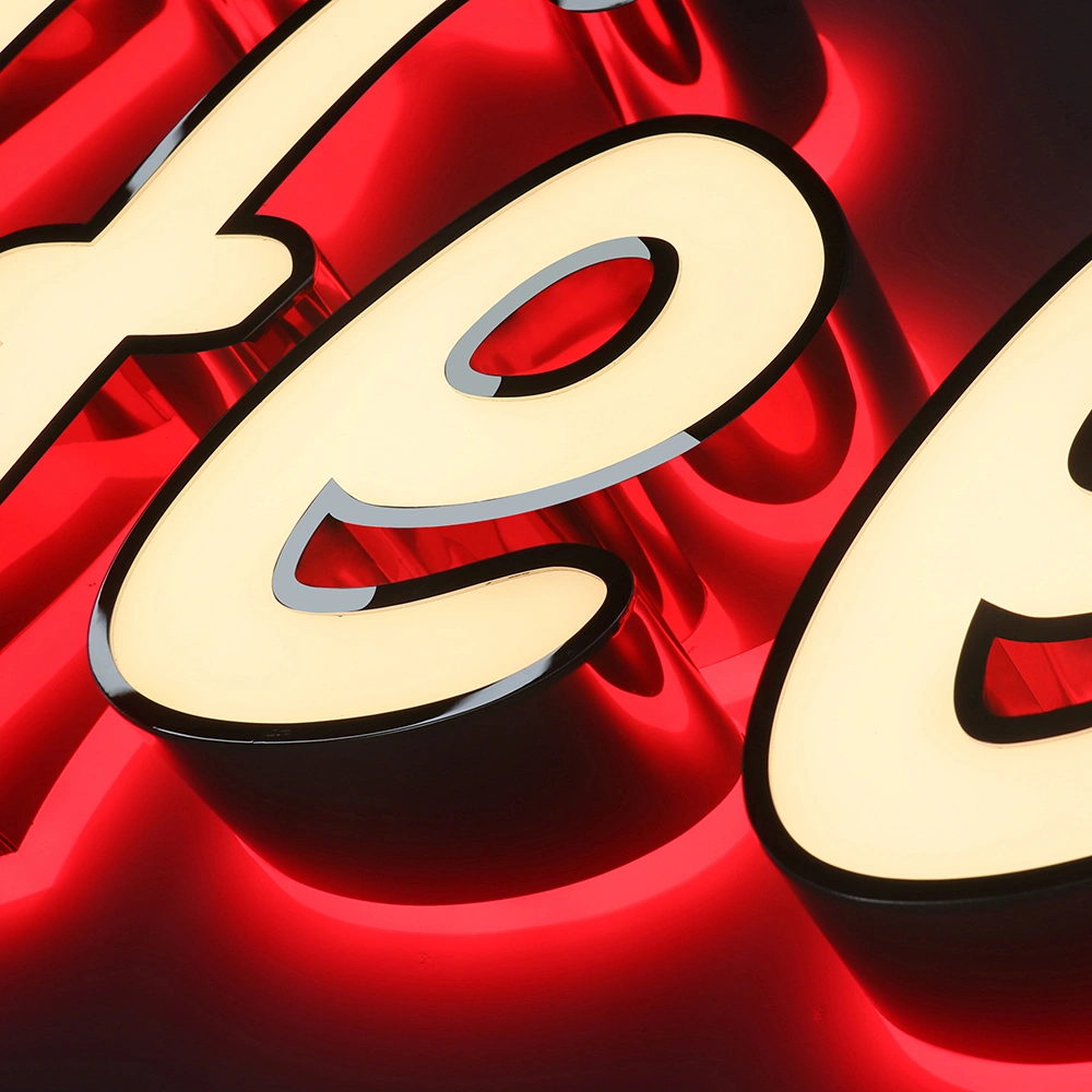 Elite Dual-Lit Channel Letters | Mirrored Stainless Steel Front & Back-Lit LED Signs