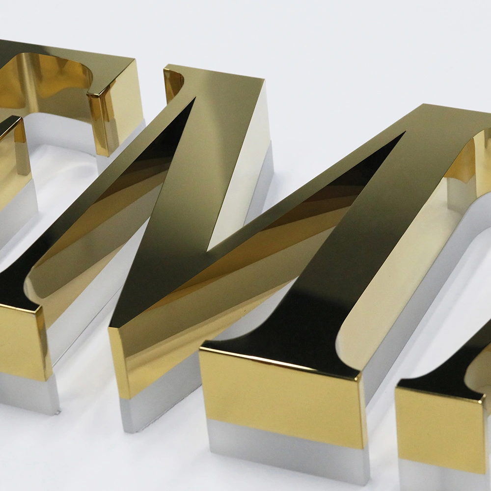 Mirror Gold Titanium Halo-Lit Signs | Luxury Polished Metal Back-Lit LED Signage