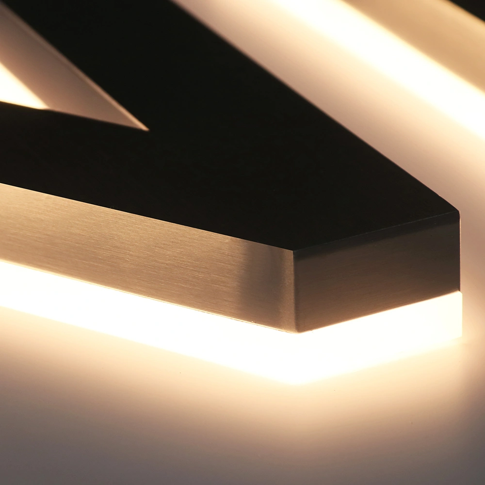 Brushed Silver Stainless Steel Halo-Lit Signs | Modern Industrial LED Back-Lit Signage