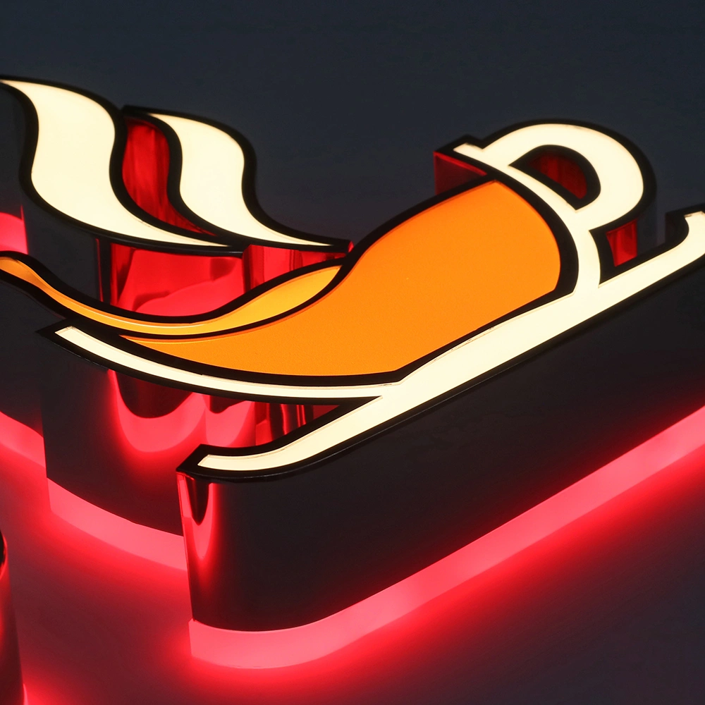 Elite Dual-Lit Channel Letters | Mirrored Stainless Steel Front & Back-Lit LED Signs