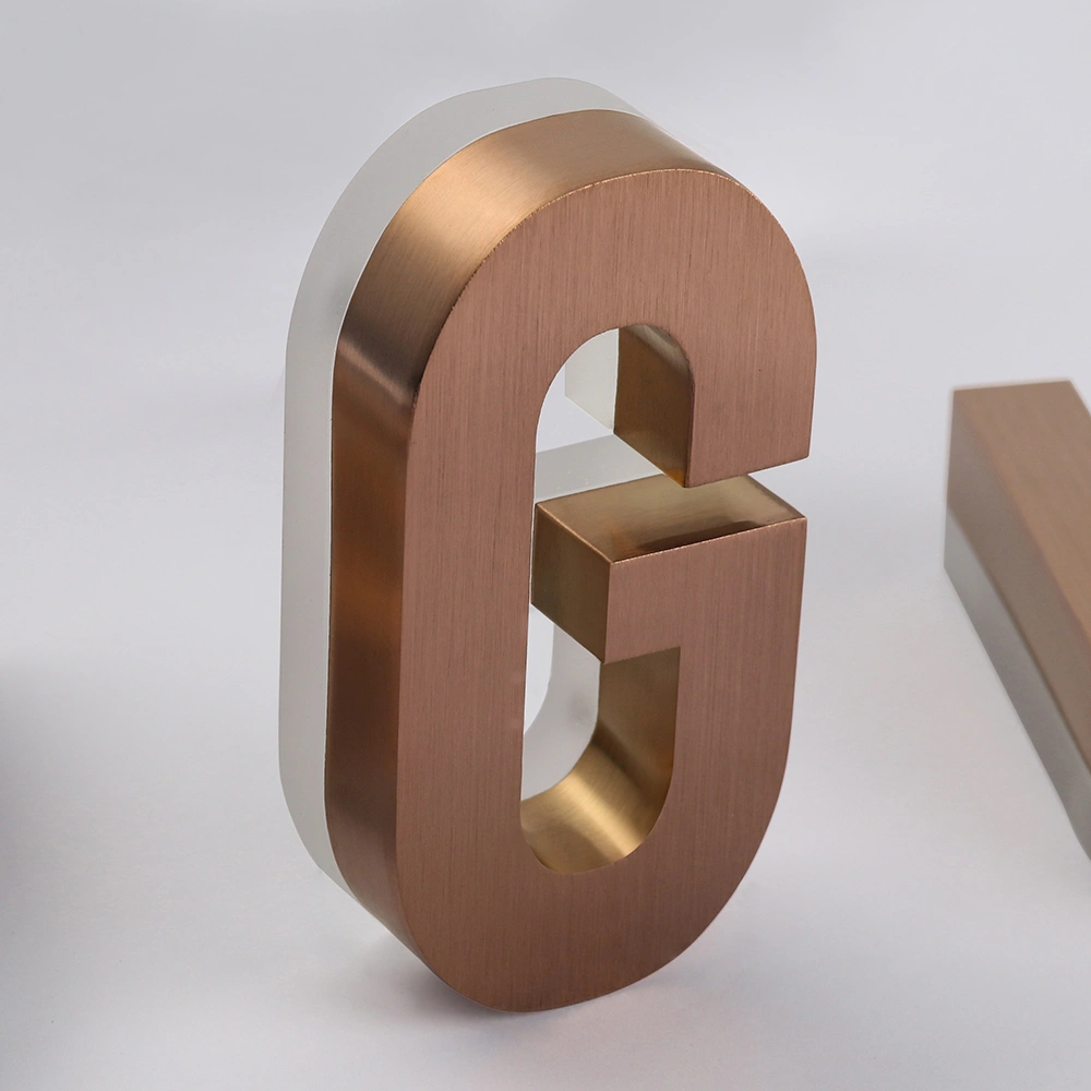 Brushed Rose Gold Halo-Lit Signs | Premium Matte Metal Back-Lit LED Signage