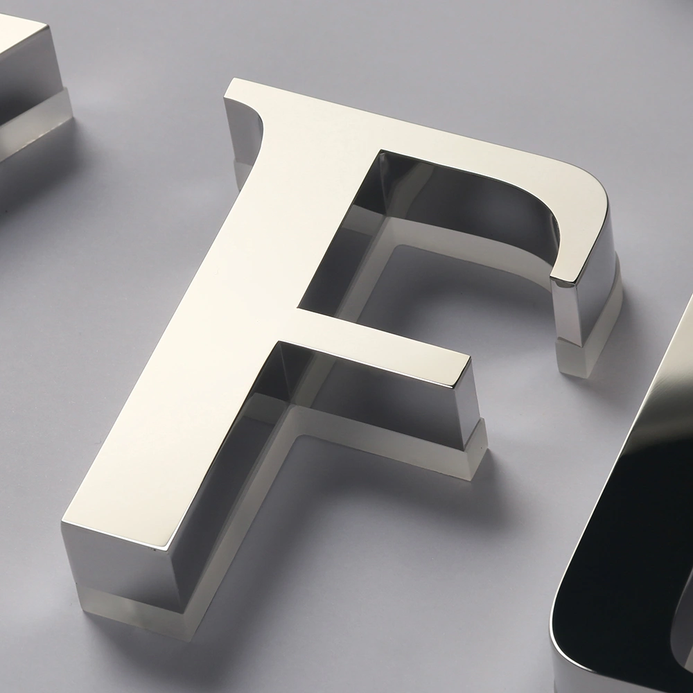 Mirror Silver Stainless Steel Halo-Lit Signs | Polished Chrome Effect LED Signage