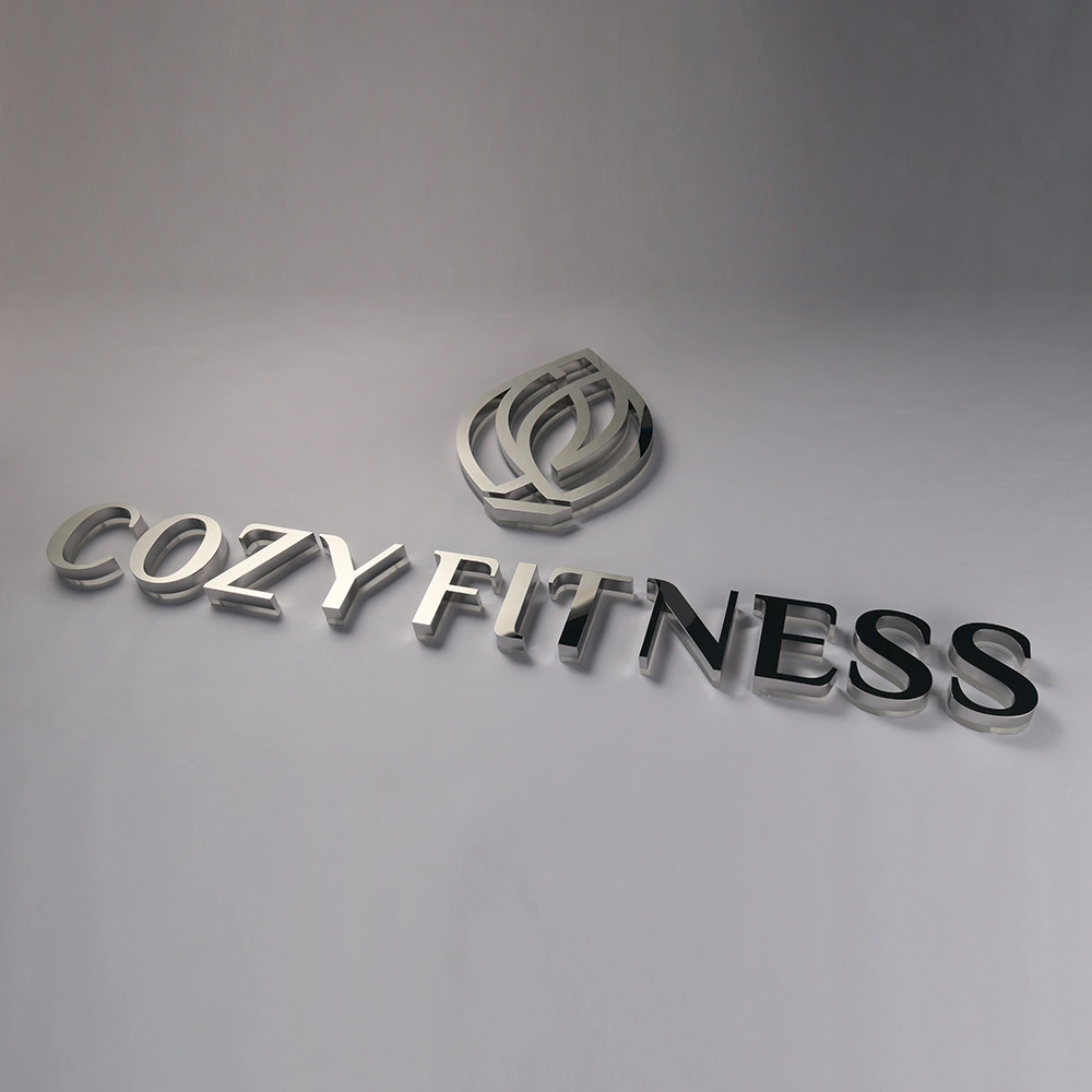 Mirror Silver Stainless Steel Halo-Lit Signs | Polished Chrome Effect LED Signage