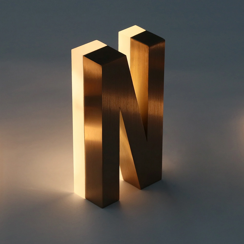 Brushed Rose Gold Halo-Lit Signs | Premium Matte Metal Back-Lit LED Signage