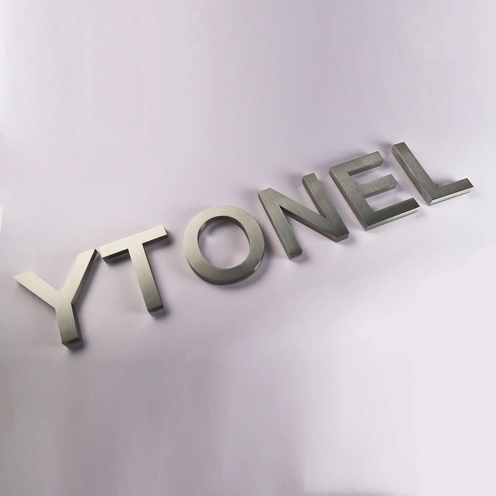 Brushed Silver Stainless Steel Halo-Lit Signs | Modern Industrial LED Back-Lit Signage