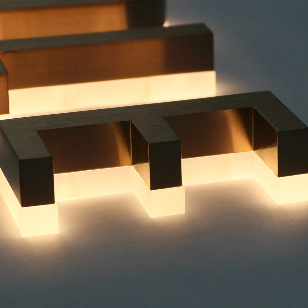 Brushed Rose Gold Halo-Lit Signs | Premium Matte Metal Back-Lit LED Signage