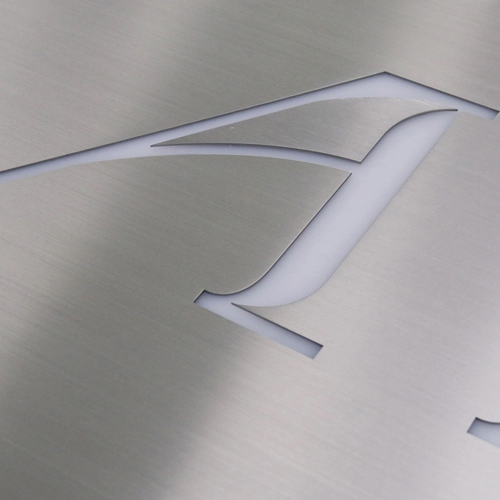 Modern Brushed Silver Hollow-Out Lightbox | Precision-Cut Metal Stencil LED Sign