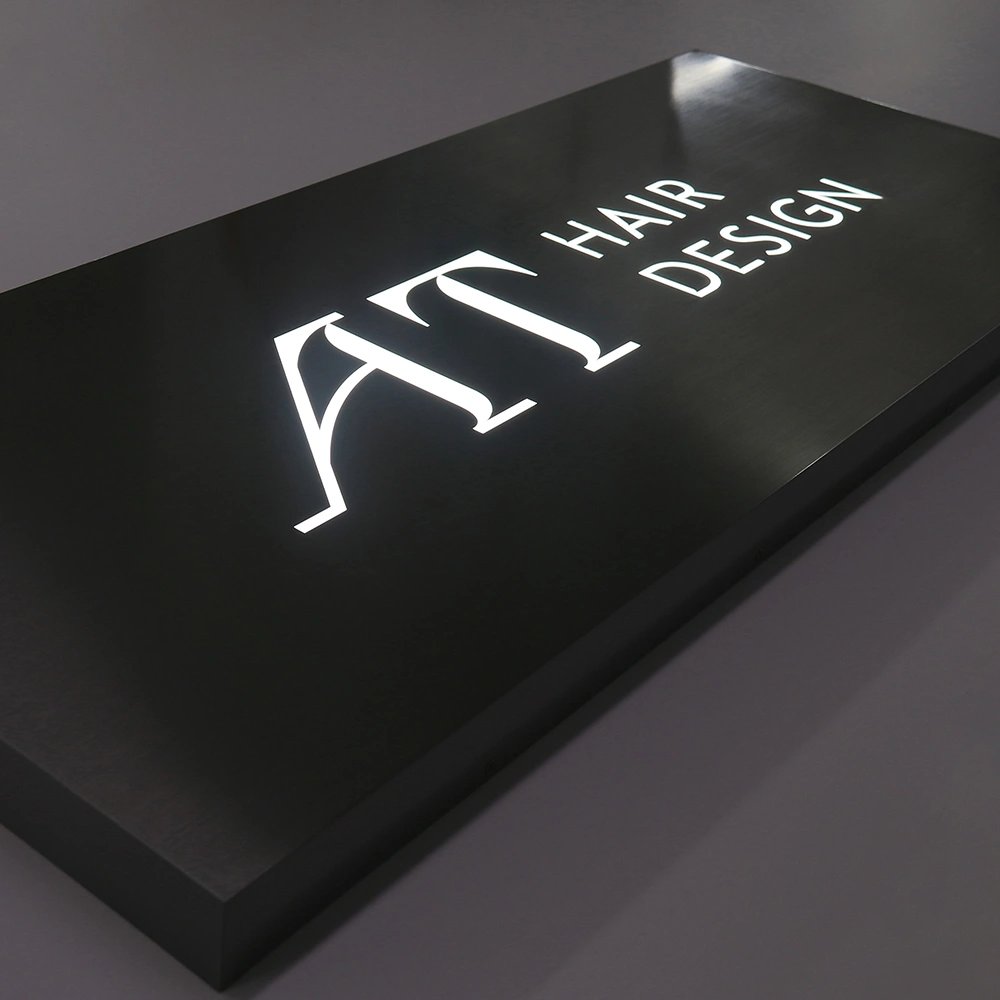Modern Brushed Silver Hollow-Out Lightbox | Precision-Cut Metal Stencil LED Sign