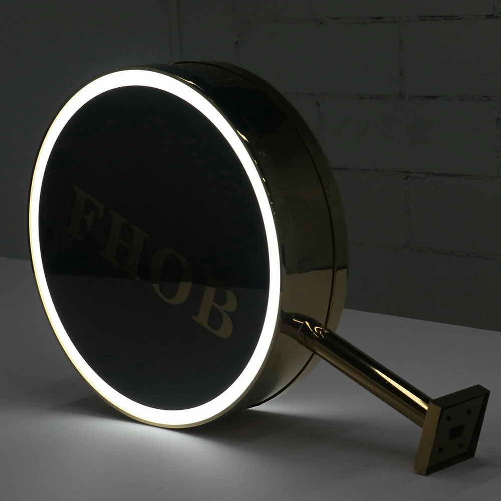 Luxury Mirror Gold Titanium Lightbox | Double-Sided Polished Projecting Blade Sign