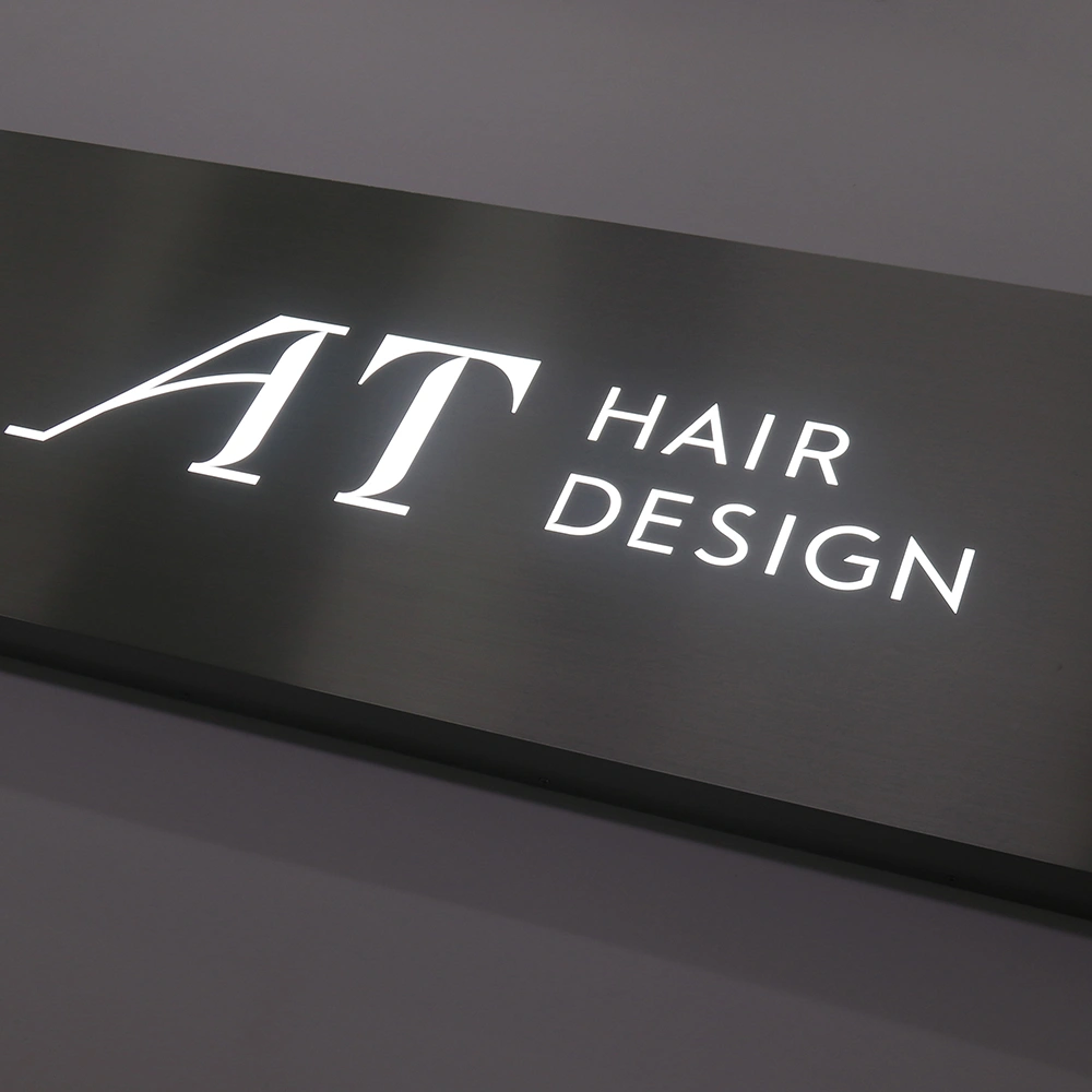 Modern Brushed Silver Hollow-Out Lightbox | Precision-Cut Metal Stencil LED Sign