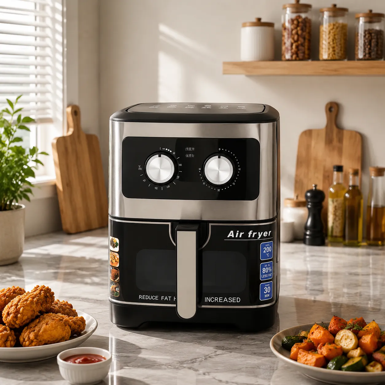 6.8L Mechanical Dual-Knob Air Fryer KB-6001M with Visual Window