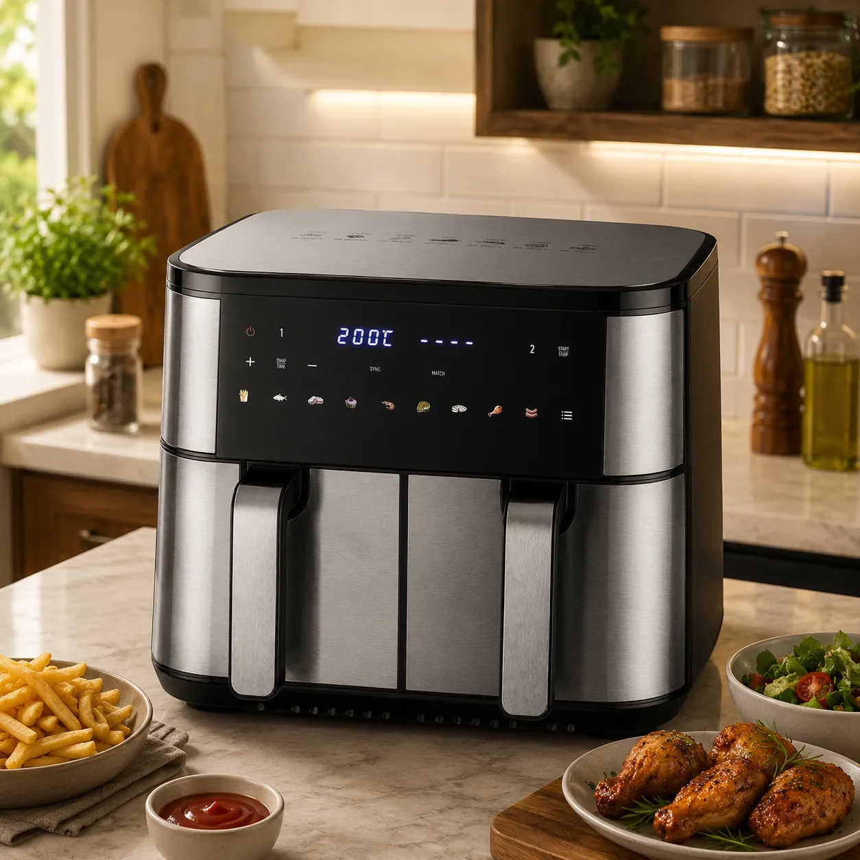 Wholesale 9L Dual Basket Digital Air Fryer AF-9006A | OEM Factory