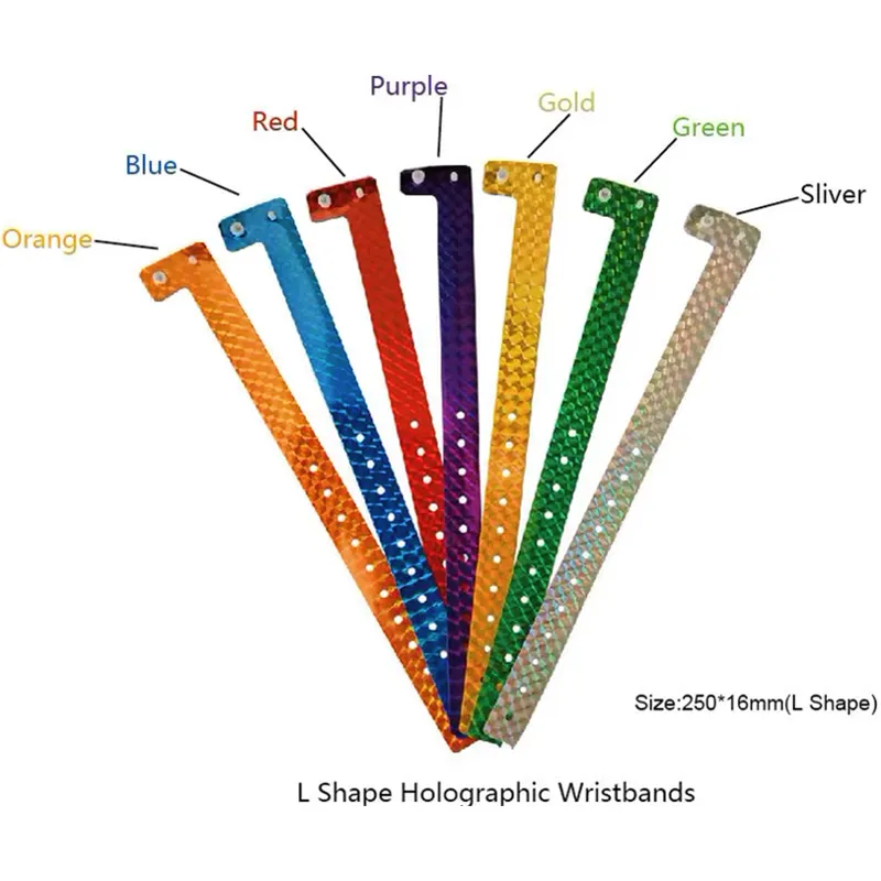 Custom Holographic Wristbands, Waterproof Event Wristbands, Disposable Plastic Wristbands for Events, Concerts, Festivals