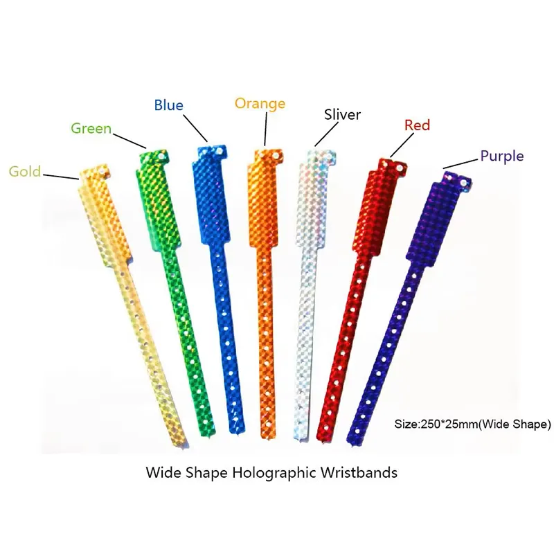 Custom Holographic Wristbands, Waterproof Event Wristbands, Disposable Plastic Wristbands for Events, Concerts, Festivals