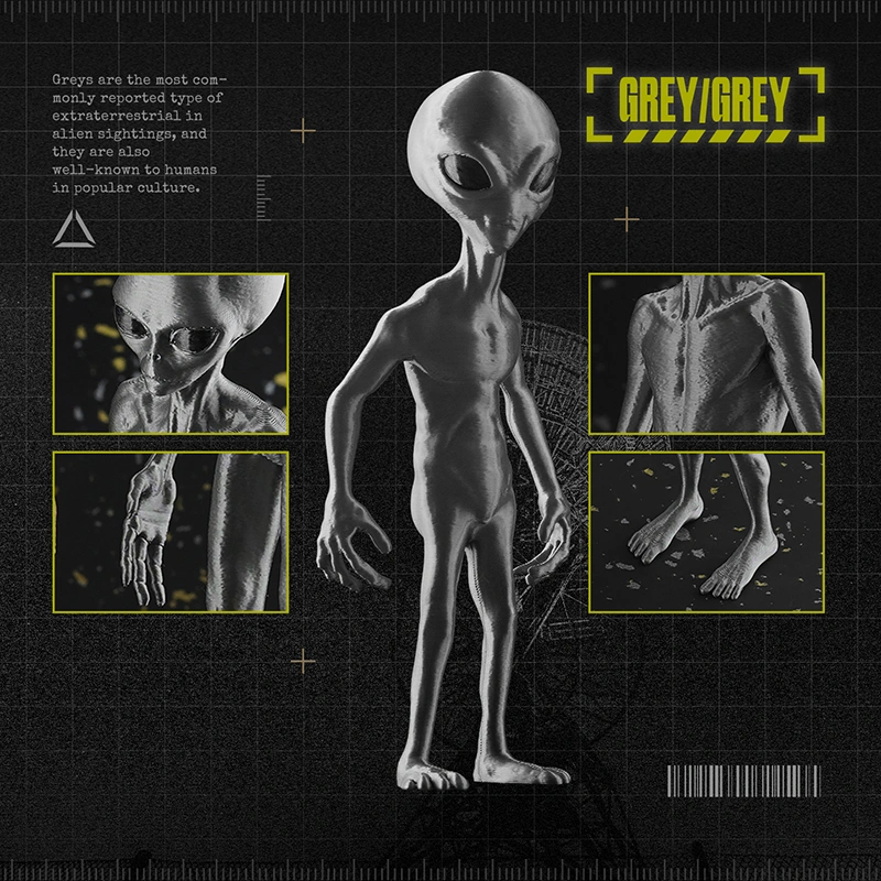Custom Grey Alien Figures | 3D Printing Service
