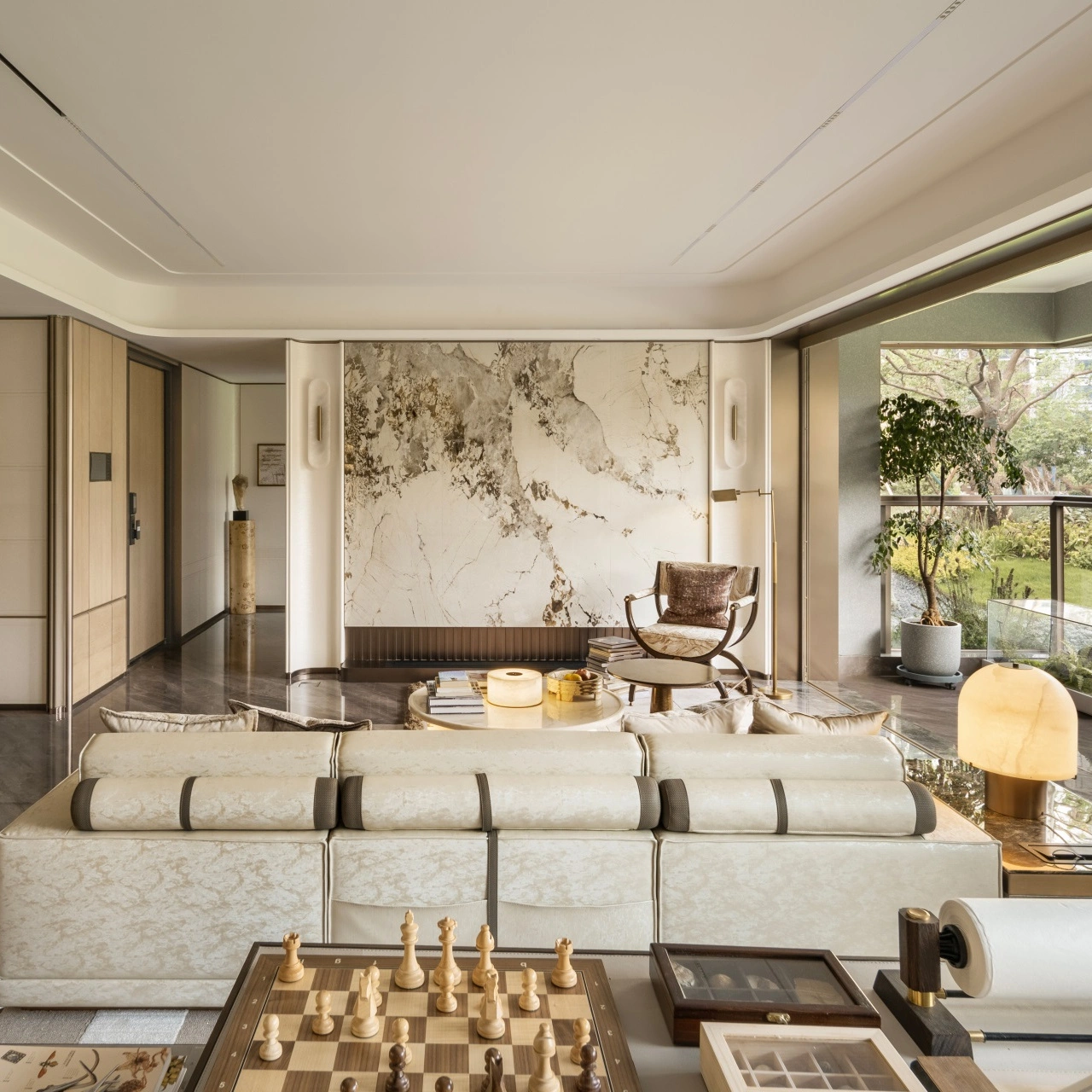 ENNOR Integrated Dining Room Cabinetry System with Flush Handleless Facades &amp; Connected Open-Concept Sideboards