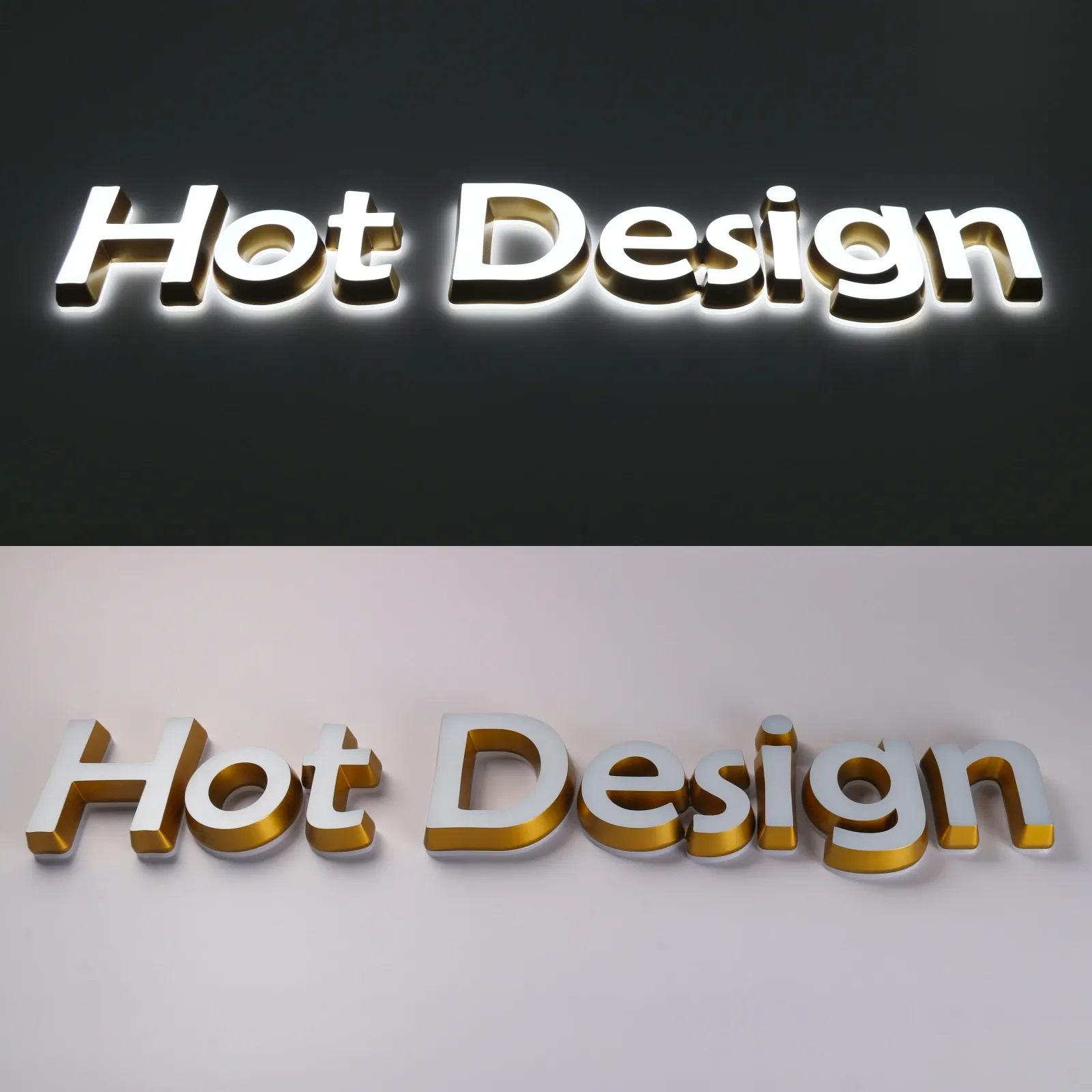 Custom Beveled Edge Mini Acrylic LED Letters | Front &amp; Back Dual Lit