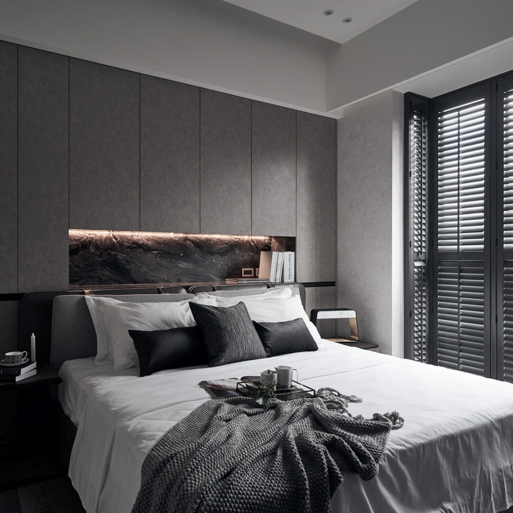 ENNOR Minimalist Over-Bed Integrated Wardrobe Wall &amp; Textured Headboard Storage System