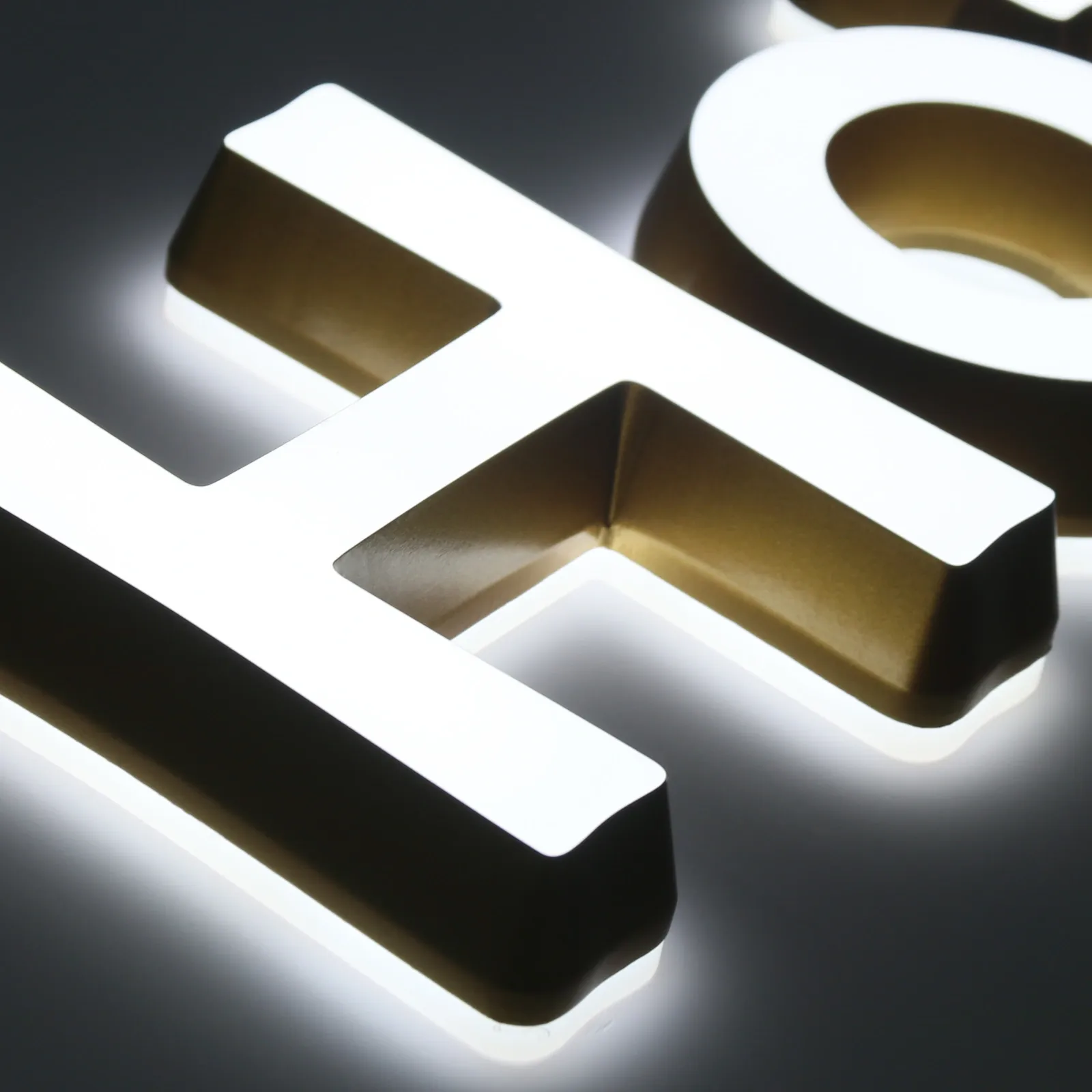 Custom Beveled Edge Mini Acrylic LED Letters | Front and Back Dual Lit