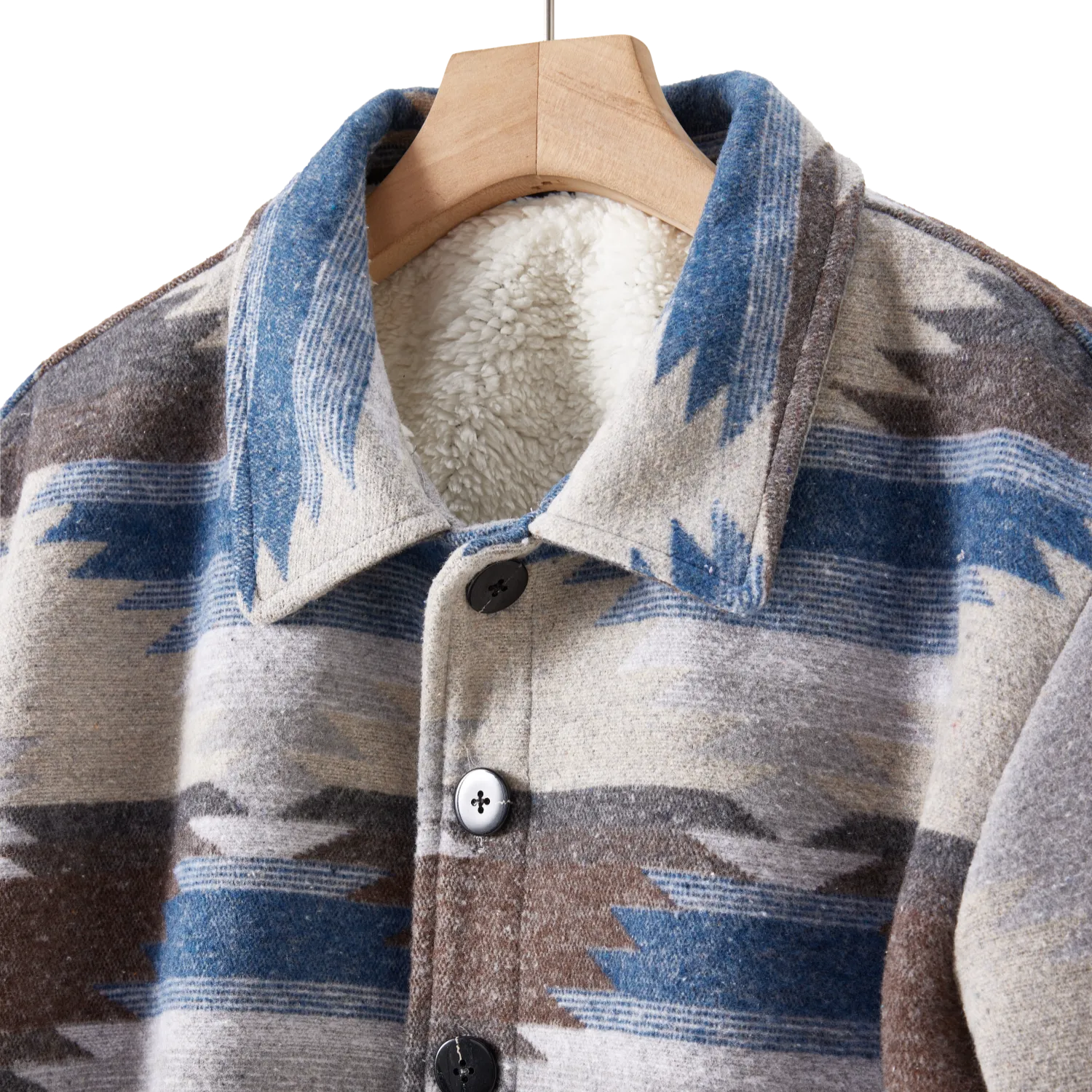 Men's Jacquard Wool-Blend &amp; Sherpa Jacket