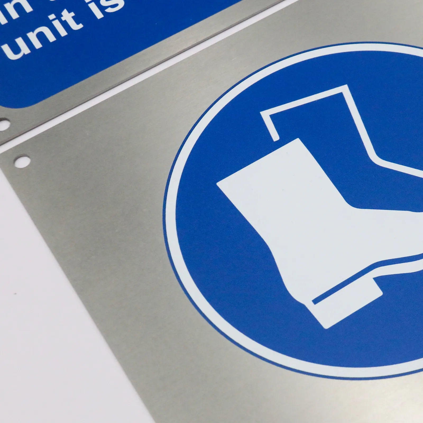 Custom Brushed Stainless Steel Industrial Safety Signs | UV Printed Metal PPE Signs