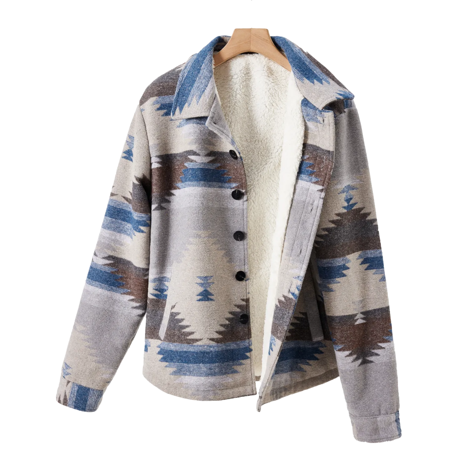 Men's Jacquard Wool-Blend &amp; Sherpa Jacket