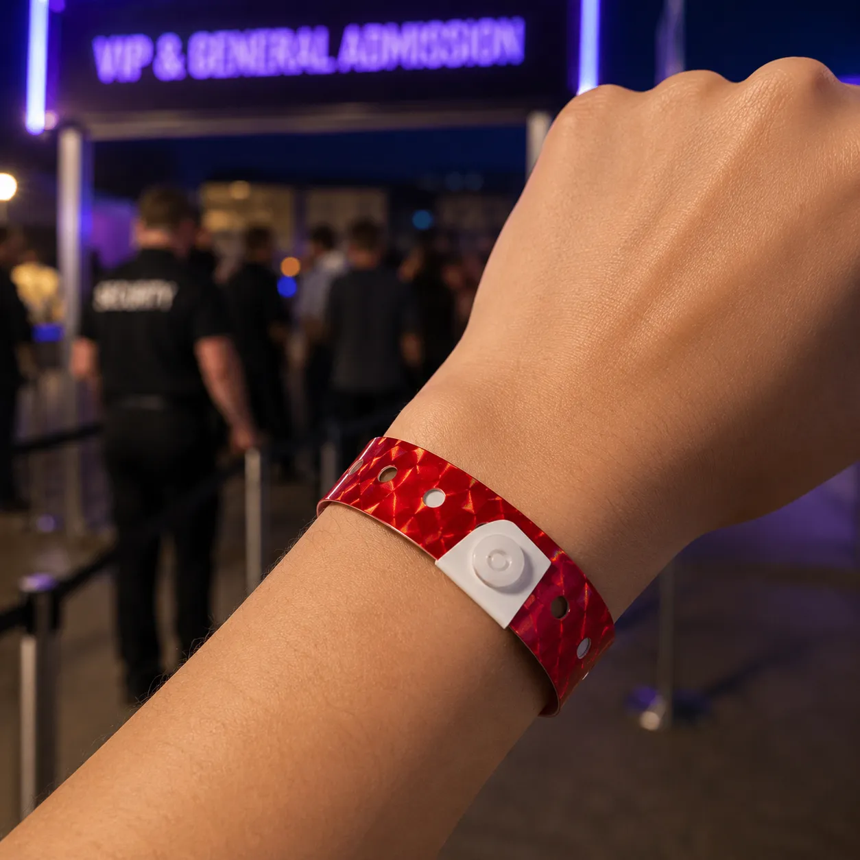 Custom Holographic Wristbands, Waterproof Event Wristbands, Disposable Plastic Wristbands for Events, Concerts, Festivals