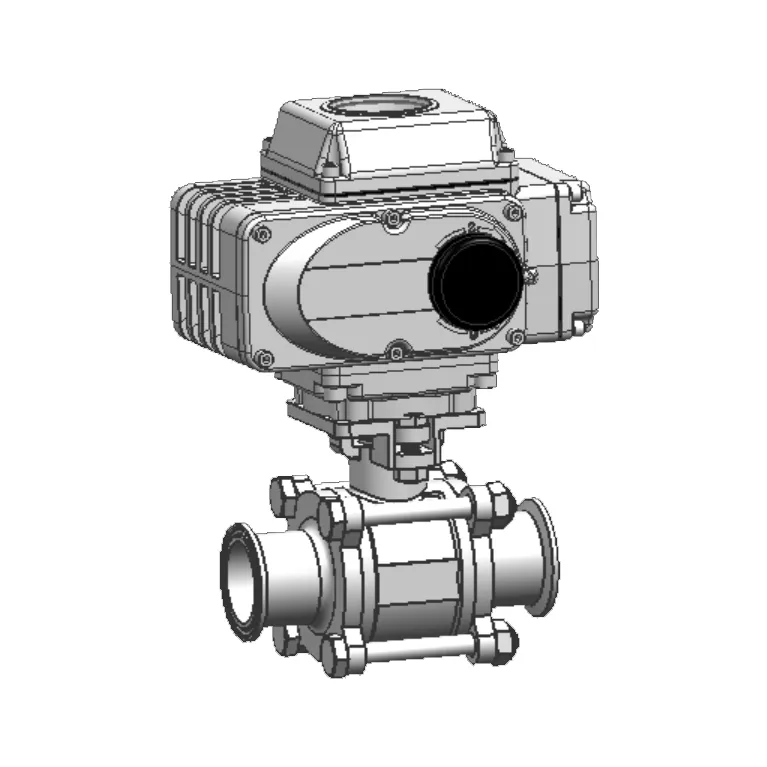 Sanitary Tri-Clamp Electric 3-Piece Ball Valve