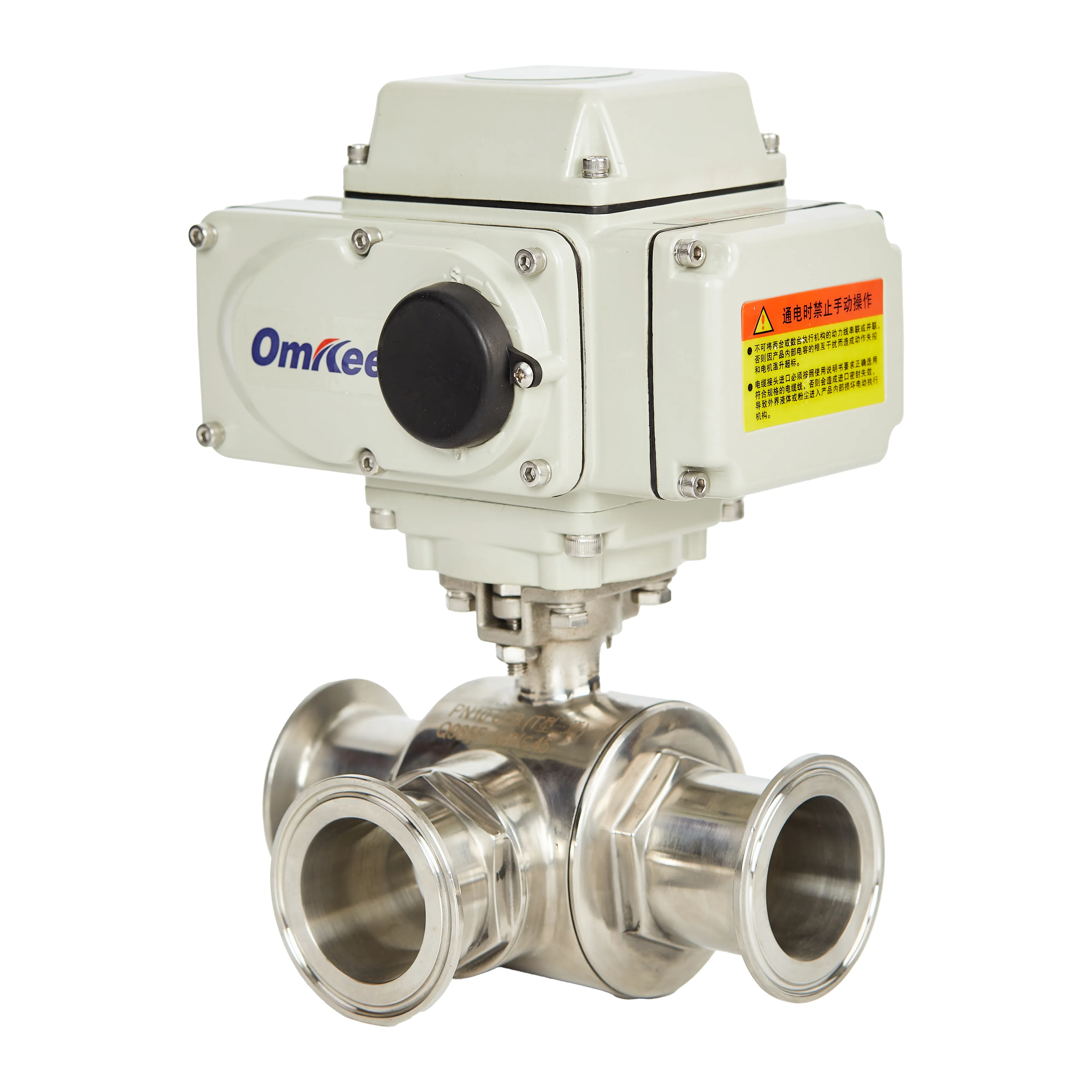 Q985F-10P / Φ102 Sanitary Tri-Clamp Electric 3-Way Ball Valve