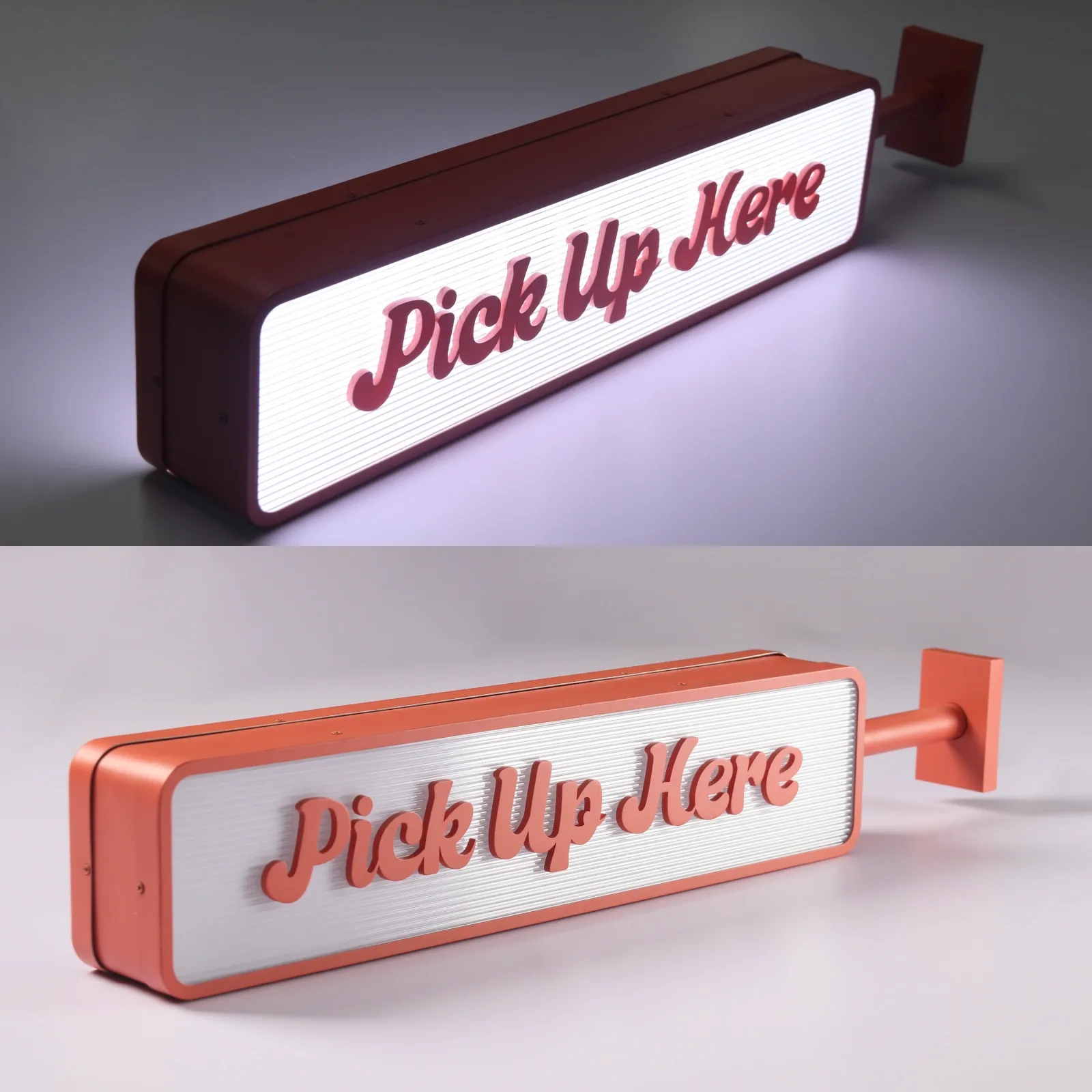 Custom Double Sided Blade Sign Projecting Light Box | Fluted Acrylic and Baked Paint Finish