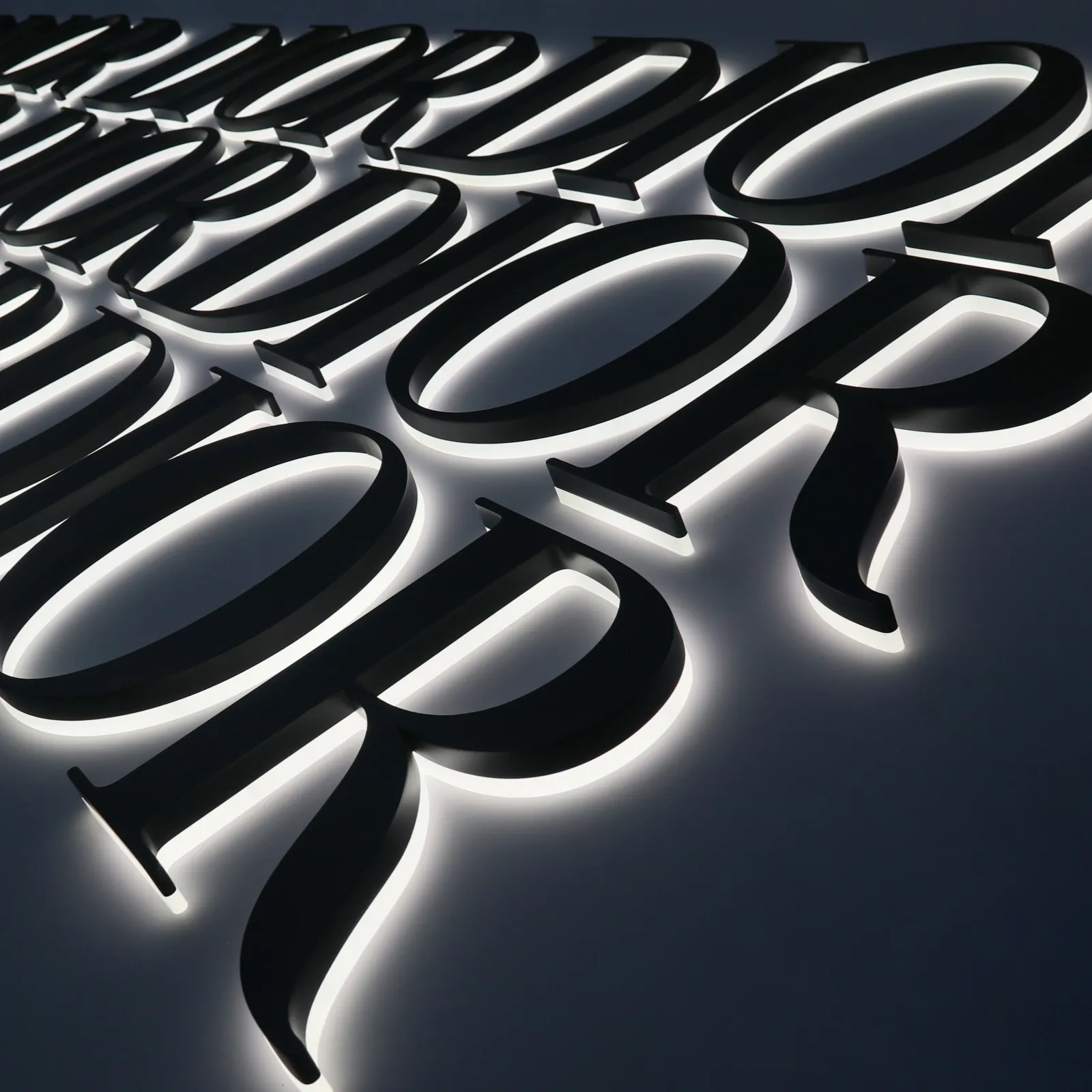 Custom Halo Lit Backlit Stainless Steel Letters | Automotive Grade Baked Paint Finish