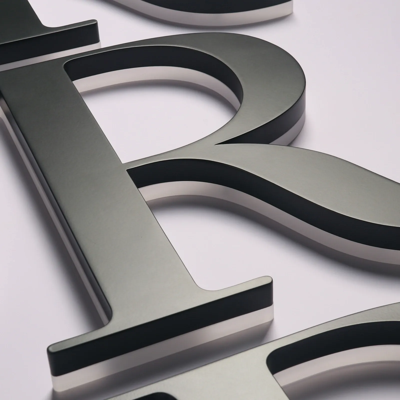 Custom Halo Lit Backlit Stainless Steel Letters | Automotive Grade Baked Paint Finish
