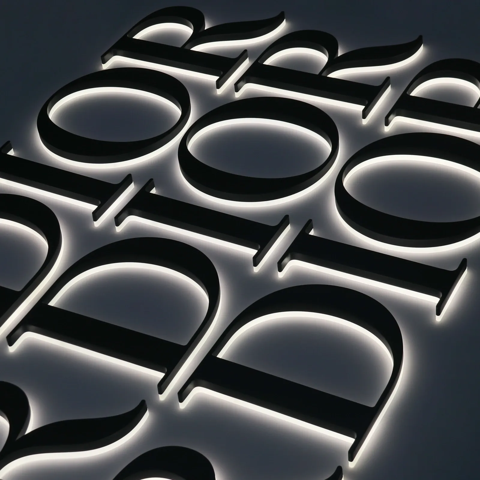 Custom Halo Lit Backlit Stainless Steel Letters | Automotive Grade Baked Paint Finish