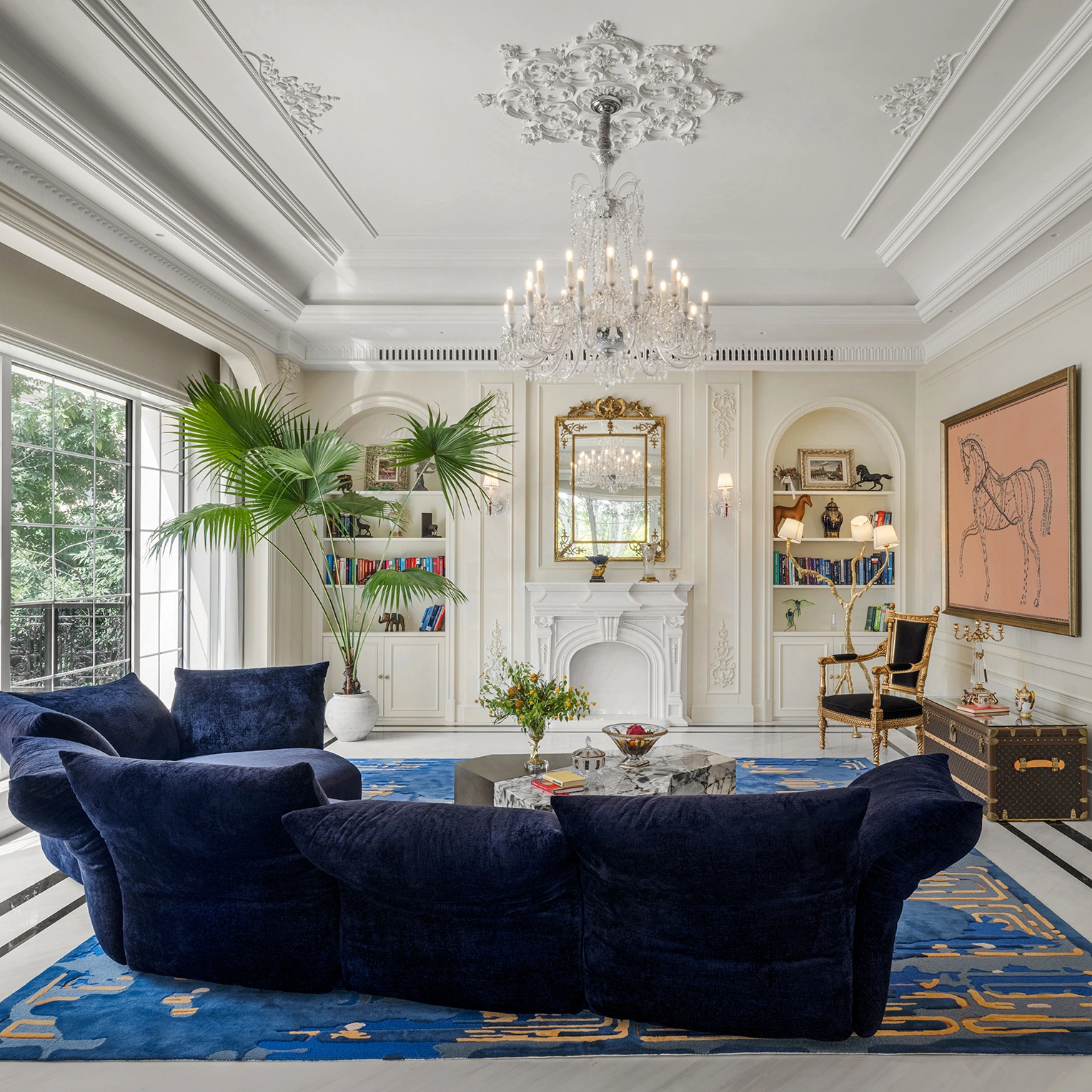 ENNOR Built-in Living Room Bookcase Wall &amp; Integrated Neoclassical Wall Paneling System