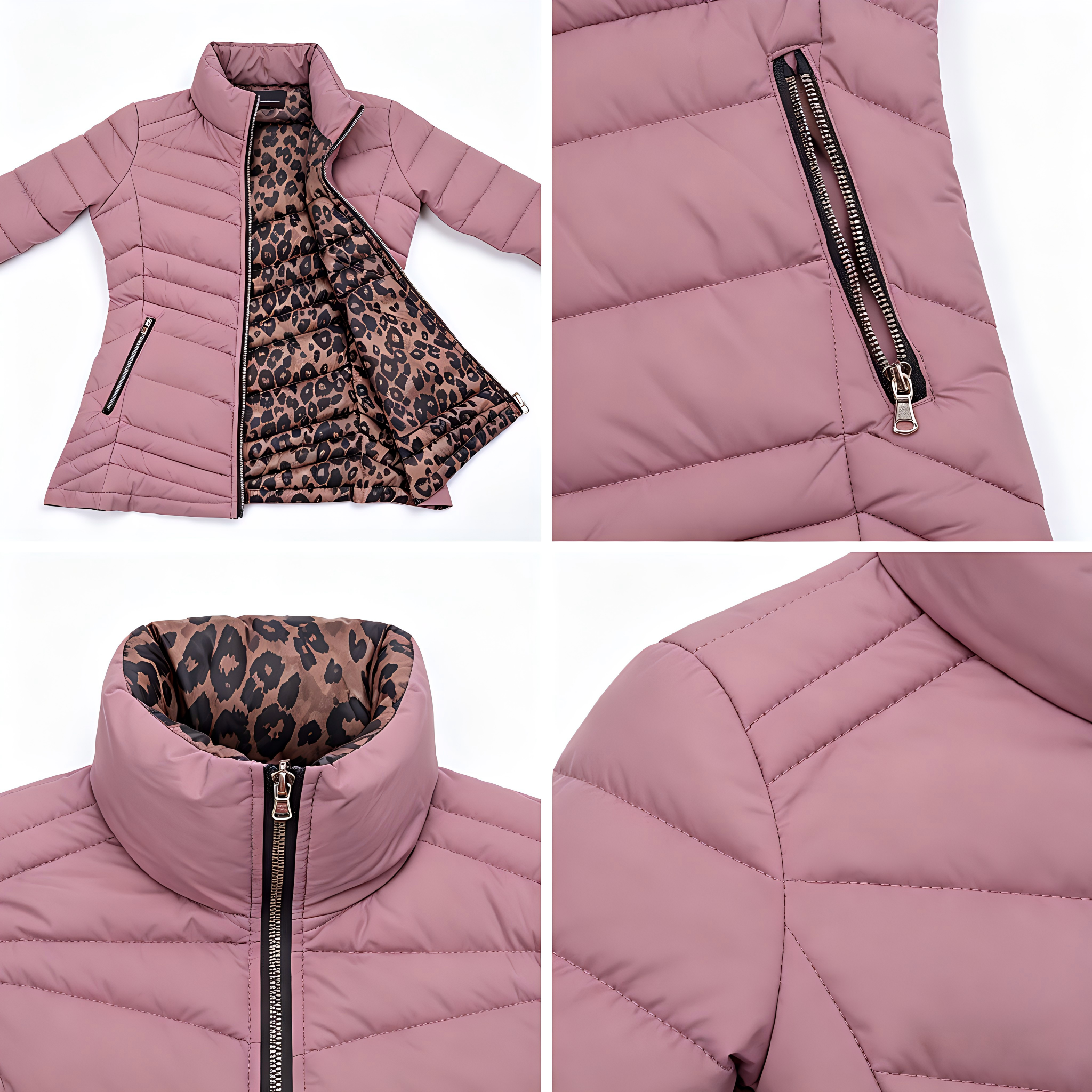 Women's Mid-Length Padded Coat with High Collar.png