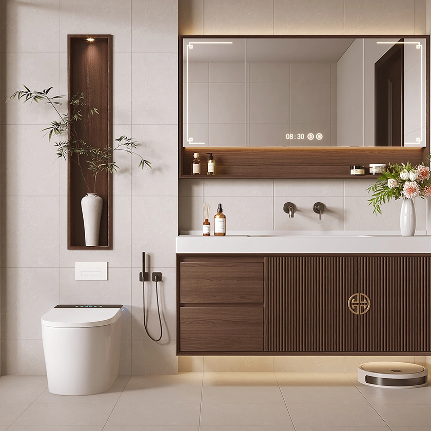 ENNOR Walnut Fluted Bathroom Vanities Custom Cabinetry