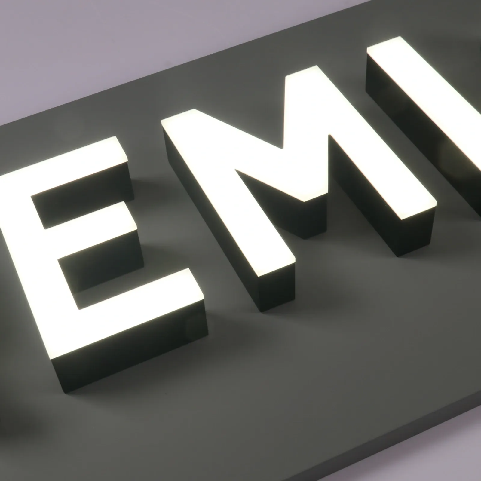 Custom Front-Lit Illuminated Channel Letters | Stainless Steel with Acrylic Face Back Plate