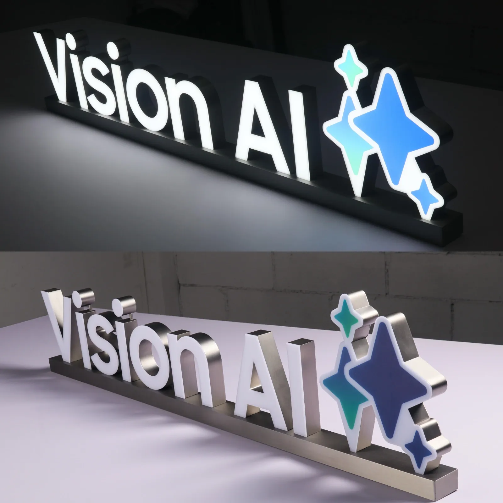 Custom Tabletop Trimless Front-Lit Sign | 304/316 Stainless Steel UV Print