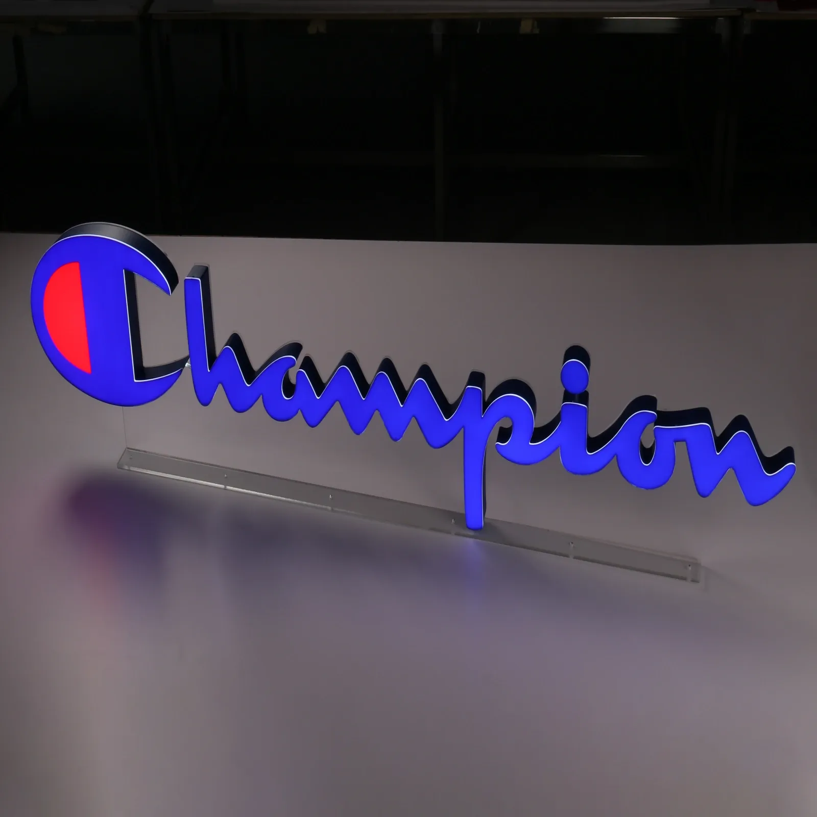 Custom Front Lit Edge Lit Channel Letters with UV Printed Face & L-Shaped Acrylic Stand