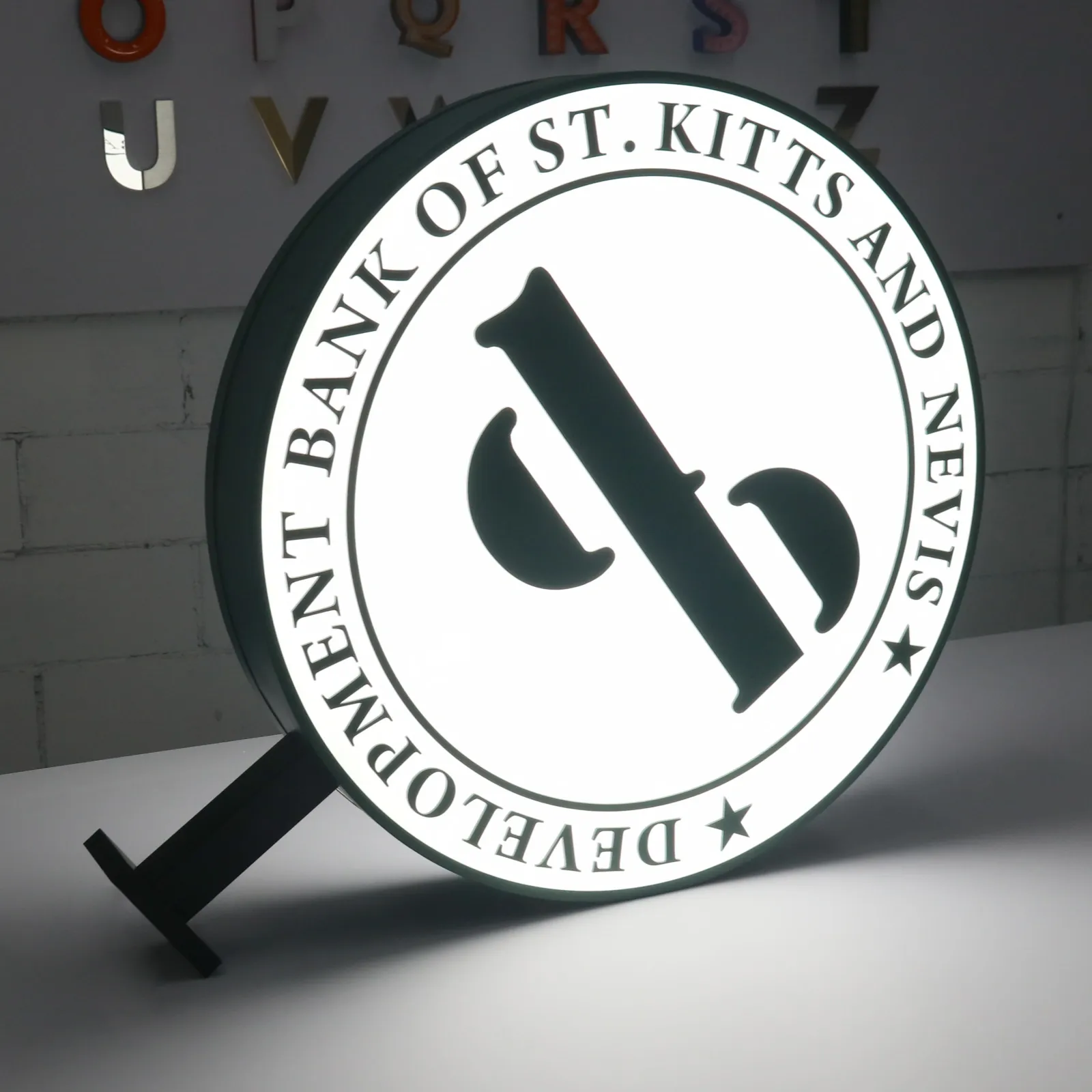 Custom Round Double Sided Projecting Light Box with Raised Acrylic Letters