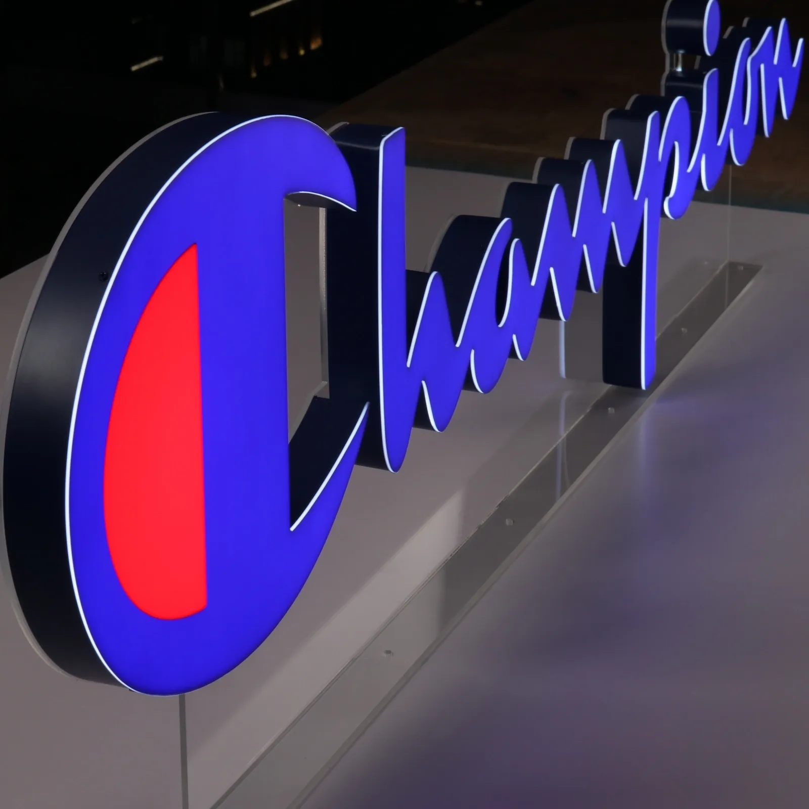 Custom Front Lit Edge Lit Channel Letters with UV Printed Face & L-Shaped Acrylic Stand