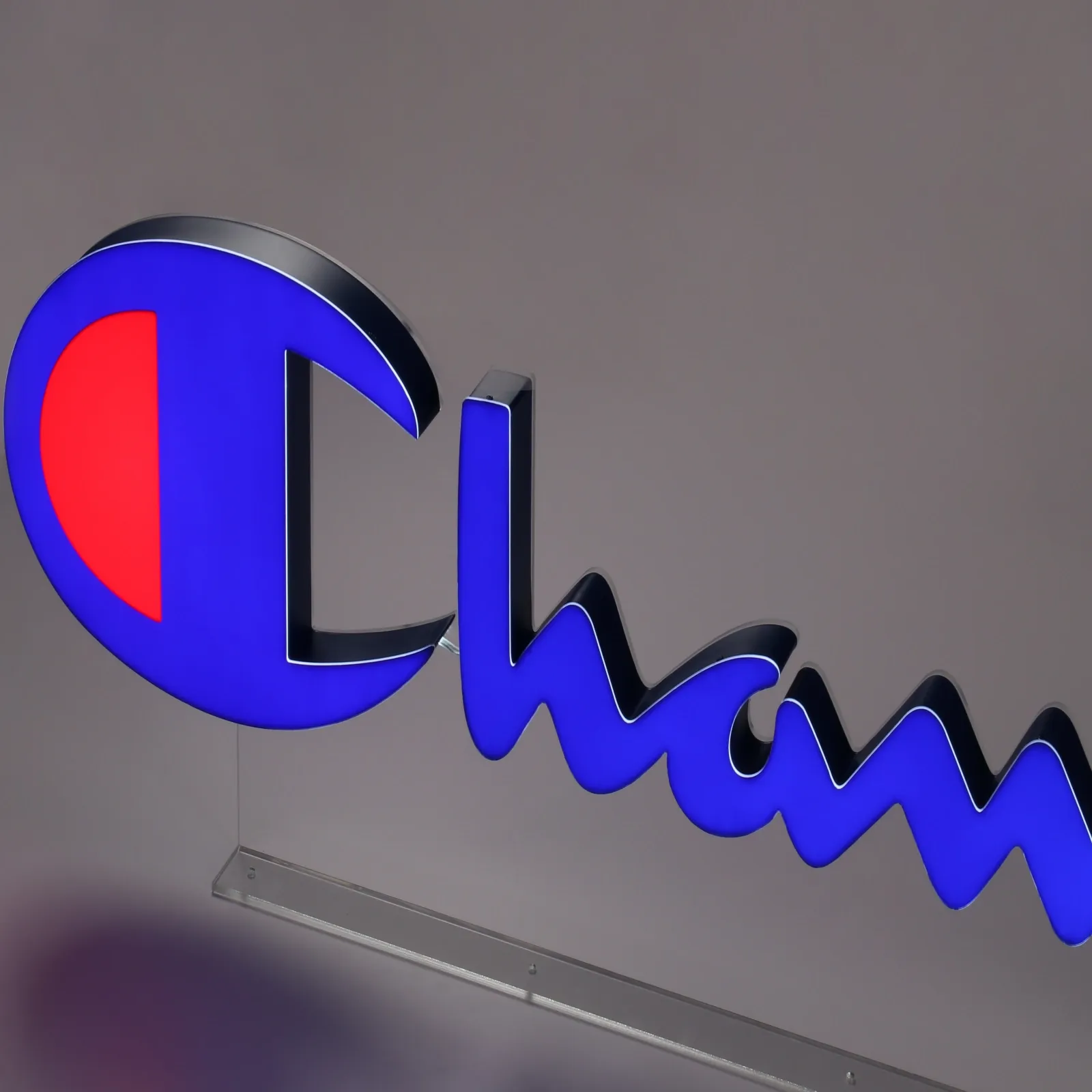 Custom Front Lit Edge Lit Channel Letters with UV Printed Face & L-Shaped Acrylic Stand