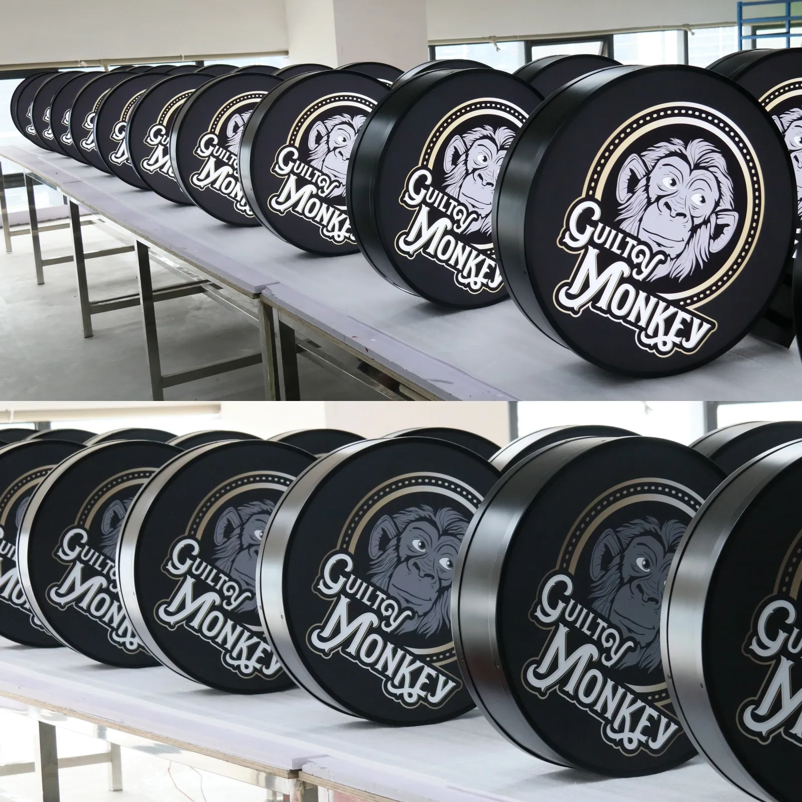 Custom Round Double Sided Projecting Light Box with UV Printed Acrylic Faces