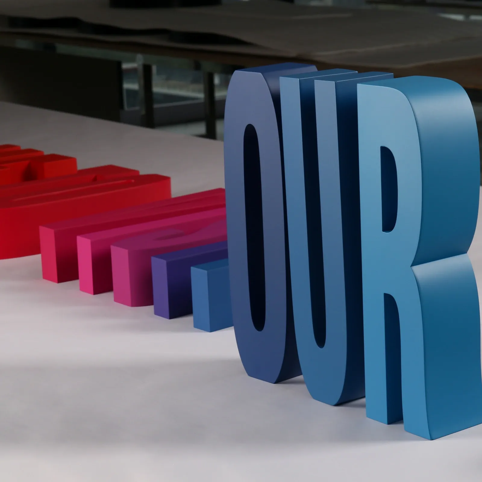 Custom Multi-Color Powder Coated 3D Stainless Steel Channel Letters (Non-Illuminated)