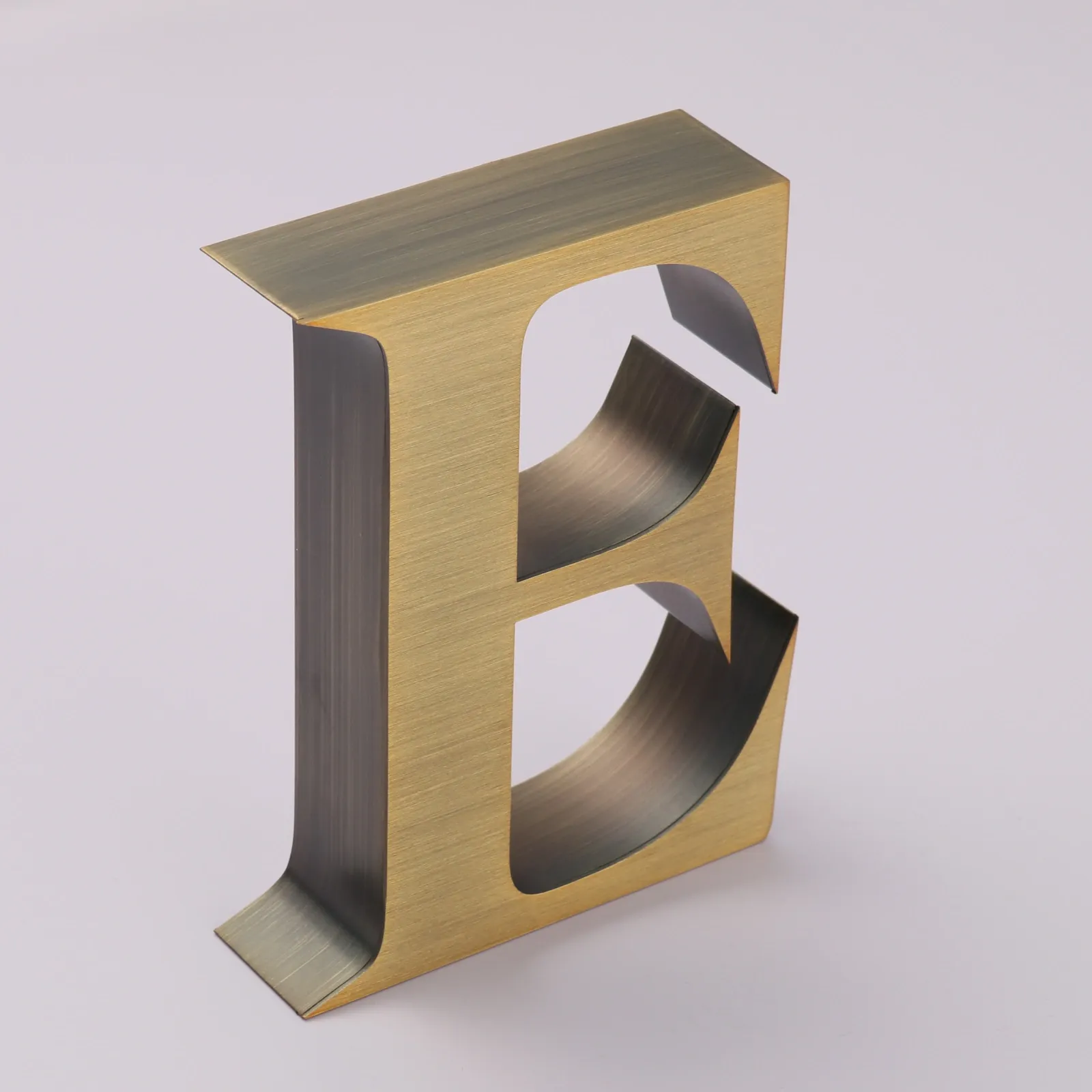 Custom Brushed Antique Brass 3D Stainless Steel Channel Letters (Non-Illuminated)